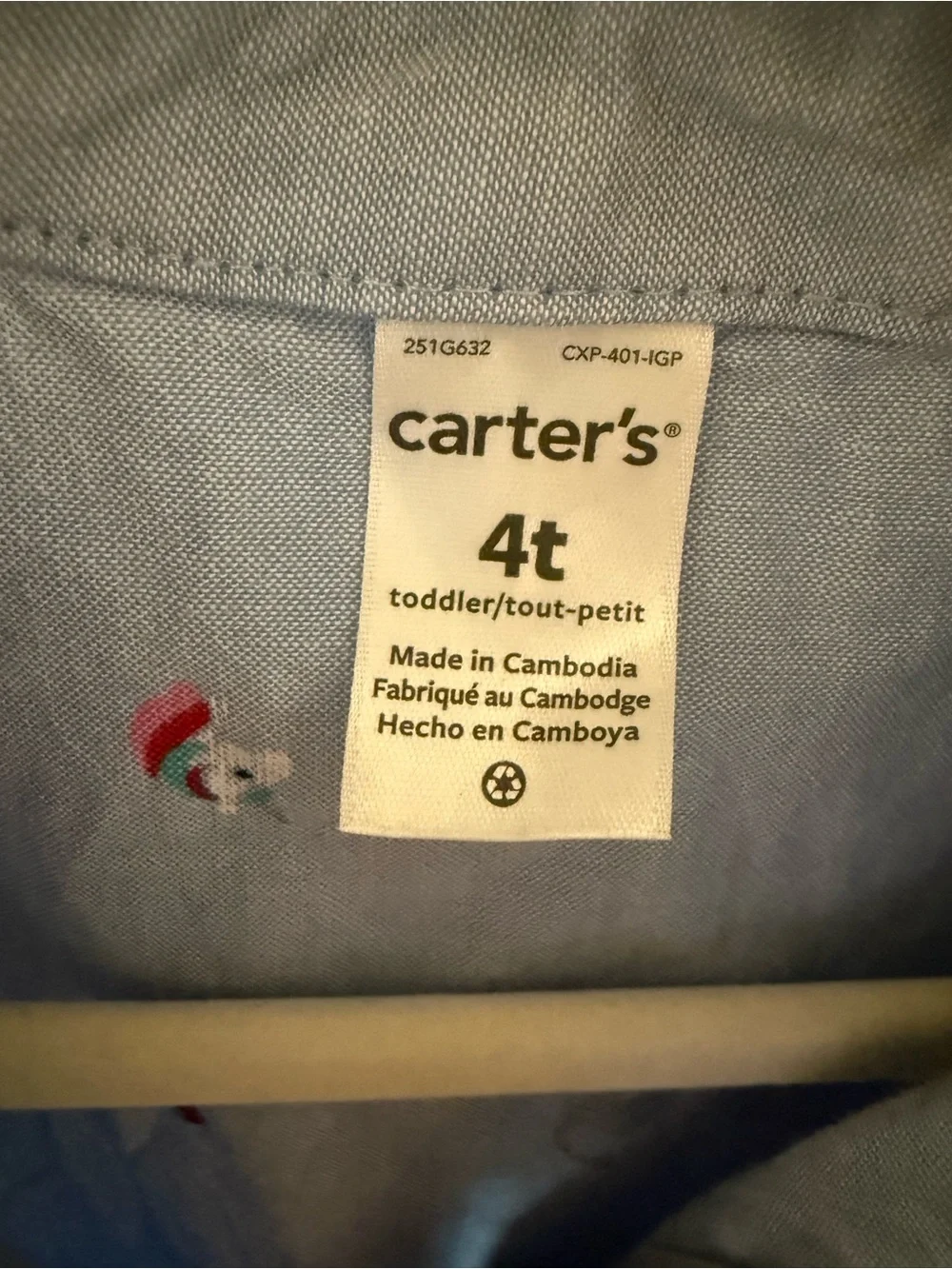 Carter's Light Blue Button-Front Embroidered Casual Dress